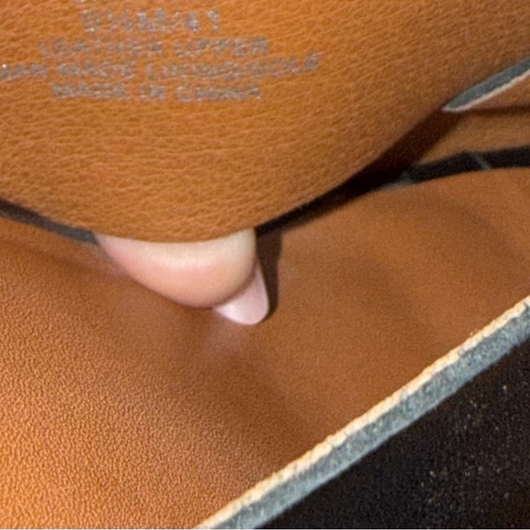 Lucky Brand Black Leather Summer Boho Retro Mules Tan Wooden Heel 9.5 - Picture 9 of 9